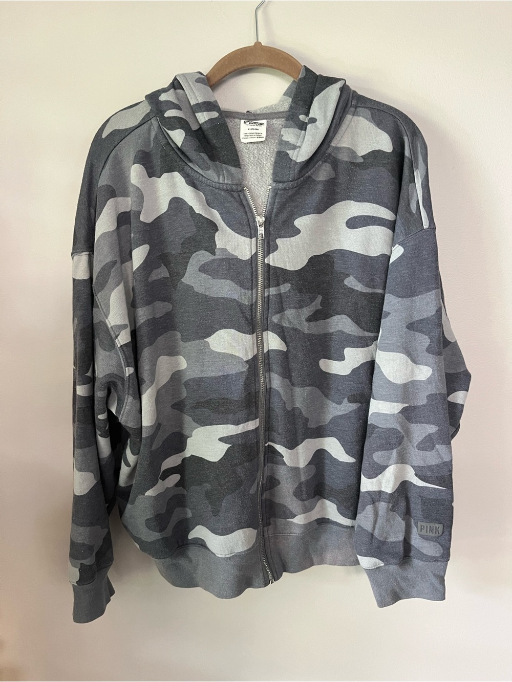 PINK Victoria's Secret Gray Camo Zip-Up Hoodie
